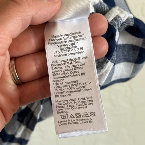 J Crew Linen Cotton Gingham Short Pajama Matching Set 3X Blue White Gingham - Picture 7 of 9